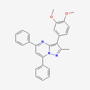 molecular formula C27H23N3O2 B11567144 3-(3,4-Dimethoxyphenyl)-2-methyl-5,7-diphenylpyrazolo[1,5-a]pyrimidine 