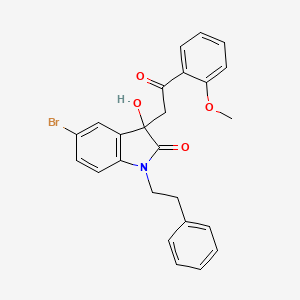 molecular formula C25H22BrNO4 B11567157 5-bromo-3-hydroxy-3-[2-(2-methoxyphenyl)-2-oxoethyl]-1-(2-phenylethyl)-1,3-dihydro-2H-indol-2-one 