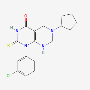 molecular formula C17H19ClN4OS B11567163 1-(3-chlorophenyl)-6-cyclopentyl-2-sulfanyl-5,6,7,8-tetrahydropyrimido[4,5-d]pyrimidin-4(1H)-one 