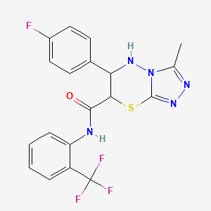 molecular formula C19H15F4N5OS B11567202 6-(4-fluorophenyl)-3-methyl-N-[2-(trifluoromethyl)phenyl]-6,7-dihydro-5H-[1,2,4]triazolo[3,4-b][1,3,4]thiadiazine-7-carboxamide 