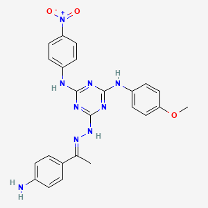 6-{(2E)-2-[1-(4-aminophenyl)ethylidene]hydrazinyl}-N-(4-methoxyphenyl)-N'-(4-nitrophenyl)-1,3,5-triazine-2,4-diamine