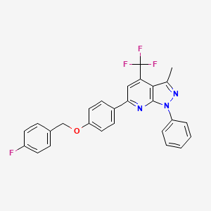 molecular formula C27H19F4N3O B11567241 6-{4-[(4-fluorobenzyl)oxy]phenyl}-3-methyl-1-phenyl-4-(trifluoromethyl)-1H-pyrazolo[3,4-b]pyridine 