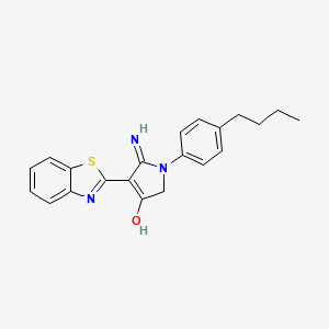 molecular formula C21H21N3OS B11567265 5-Amino-4-(1,3-benzothiazol-2-YL)-1-(4-butylphenyl)-2,3-dihydro-1H-pyrrol-3-one 