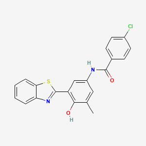 molecular formula C21H15ClN2O2S B11567279 N-[3-(1,3-benzothiazol-2-yl)-4-hydroxy-5-methylphenyl]-4-chlorobenzamide 