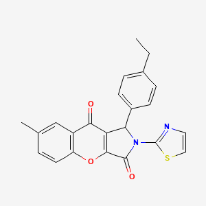 molecular formula C23H18N2O3S B11567282 1-(4-Ethylphenyl)-7-methyl-2-(1,3-thiazol-2-yl)-1,2-dihydrochromeno[2,3-c]pyrrole-3,9-dione 