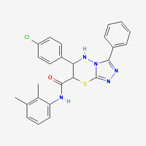 molecular formula C25H22ClN5OS B11567294 6-(4-chlorophenyl)-N-(2,3-dimethylphenyl)-3-phenyl-6,7-dihydro-5H-[1,2,4]triazolo[3,4-b][1,3,4]thiadiazine-7-carboxamide 