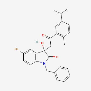 1-benzyl-5-bromo-3-hydroxy-3-{2-[2-methyl-5-(propan-2-yl)phenyl]-2-oxoethyl}-1,3-dihydro-2H-indol-2-one