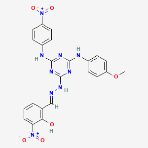 2-[(E)-(2-{4-[(4-methoxyphenyl)amino]-6-[(4-nitrophenyl)amino]-1,3,5-triazin-2-yl}hydrazinylidene)methyl]-6-nitrophenol