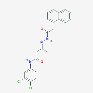 molecular formula C22H19Cl2N3O2 B11567334 (3E)-N-(3,4-dichlorophenyl)-3-[2-(naphthalen-1-ylacetyl)hydrazinylidene]butanamide 