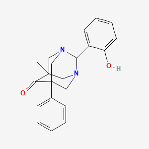 molecular formula C21H22N2O2 B11567345 2-(2-Hydroxyphenyl)-5-methyl-7-phenyl-1,3-diazatricyclo[3.3.1.1~3,7~]decan-6-one 