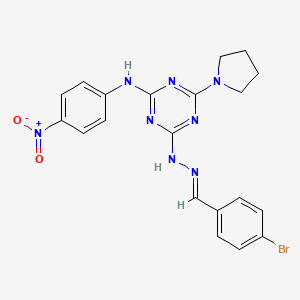 4-[(2E)-2-(4-bromobenzylidene)hydrazinyl]-N-(4-nitrophenyl)-6-(pyrrolidin-1-yl)-1,3,5-triazin-2-amine