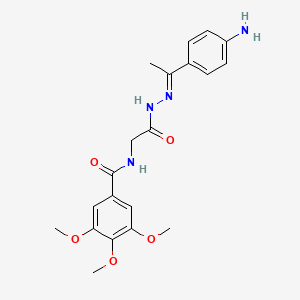 molecular formula C20H24N4O5 B11567365 N-({N'-[(1E)-1-(4-Aminophenyl)ethylidene]hydrazinecarbonyl}methyl)-3,4,5-trimethoxybenzamide 