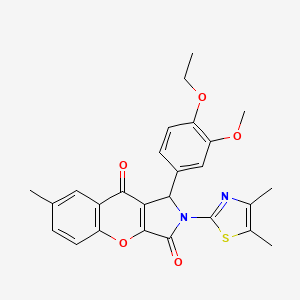 molecular formula C26H24N2O5S B11567373 2-(4,5-Dimethyl-1,3-thiazol-2-yl)-1-(4-ethoxy-3-methoxyphenyl)-7-methyl-1,2-dihydrochromeno[2,3-c]pyrrole-3,9-dione 