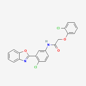 molecular formula C21H14Cl2N2O3 B11567379 N-[3-(1,3-benzoxazol-2-yl)-4-chlorophenyl]-2-(2-chlorophenoxy)acetamide 