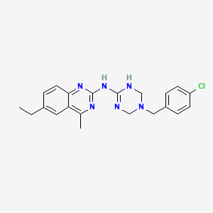 N-[5-(4-chlorobenzyl)-1,4,5,6-tetrahydro-1,3,5-triazin-2-yl]-6-ethyl-4-methylquinazolin-2-amine