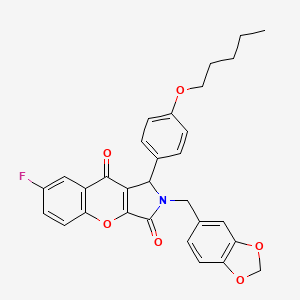 2-(1,3-Benzodioxol-5-ylmethyl)-7-fluoro-1-[4-(pentyloxy)phenyl]-1,2-dihydrochromeno[2,3-c]pyrrole-3,9-dione