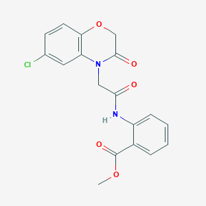 molecular formula C18H15ClN2O5 B11567400 methyl 2-{[(6-chloro-3-oxo-2,3-dihydro-4H-1,4-benzoxazin-4-yl)acetyl]amino}benzoate 