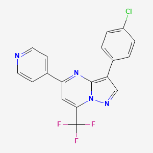 molecular formula C18H10ClF3N4 B11567433 3-(4-Chlorophenyl)-5-(pyridin-4-yl)-7-(trifluoromethyl)pyrazolo[1,5-a]pyrimidine 