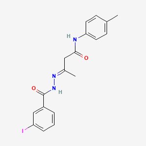 molecular formula C18H18IN3O2 B11567434 (3E)-3-{2-[(3-iodophenyl)carbonyl]hydrazinylidene}-N-(4-methylphenyl)butanamide 