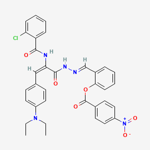 2-[(E)-(2-{(2E)-2-{[(2-chlorophenyl)carbonyl]amino}-3-[4-(diethylamino)phenyl]prop-2-enoyl}hydrazinylidene)methyl]phenyl 4-nitrobenzoate