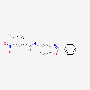 molecular formula C21H14ClN3O3 B11567451 N-[(E)-(4-chloro-3-nitrophenyl)methylidene]-2-(4-methylphenyl)-1,3-benzoxazol-5-amine 