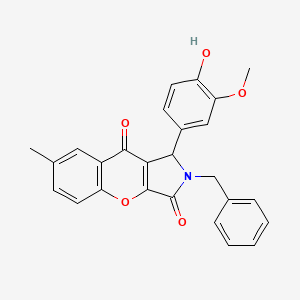 molecular formula C26H21NO5 B11567460 2-Benzyl-1-(4-hydroxy-3-methoxyphenyl)-7-methyl-1,2-dihydrochromeno[2,3-c]pyrrole-3,9-dione 