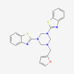 molecular formula C22H19N5OS2 B11567474 2,2'-[5-(Furan-2-ylmethyl)-1,3,5-triazinane-1,3-diyl]bis(1,3-benzothiazole) 