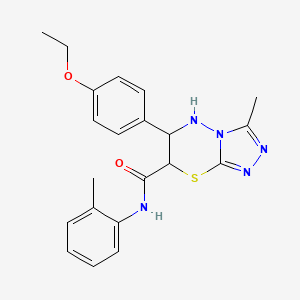 molecular formula C21H23N5O2S B11567496 6-(4-ethoxyphenyl)-3-methyl-N-(2-methylphenyl)-6,7-dihydro-5H-[1,2,4]triazolo[3,4-b][1,3,4]thiadiazine-7-carboxamide 