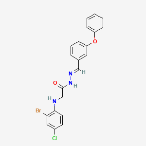 2-[(2-Bromo-4-chlorophenyl)amino]-N'-[(E)-(3-phenoxyphenyl)methylidene]acetohydrazide