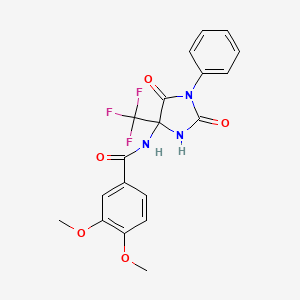 N-[2,5-dioxo-1-phenyl-4-(trifluoromethyl)imidazolidin-4-yl]-3,4-dimethoxybenzamide