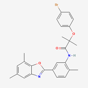 2-(4-bromophenoxy)-N-[5-(5,7-dimethyl-1,3-benzoxazol-2-yl)-2-methylphenyl]-2-methylpropanamide