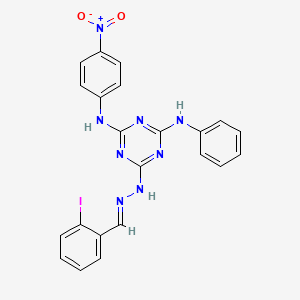 6-[(2E)-2-(2-iodobenzylidene)hydrazinyl]-N-(4-nitrophenyl)-N'-phenyl-1,3,5-triazine-2,4-diamine