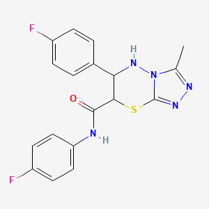 molecular formula C18H15F2N5OS B11567568 N,6-bis(4-fluorophenyl)-3-methyl-6,7-dihydro-5H-[1,2,4]triazolo[3,4-b][1,3,4]thiadiazine-7-carboxamide 