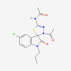 molecular formula C16H17ClN4O3S B11567598 N-(3'-acetyl-5-chloro-2-oxo-1-propyl-1,2-dihydro-3'H-spiro[indole-3,2'-[1,3,4]thiadiazol]-5'-yl)acetamide 