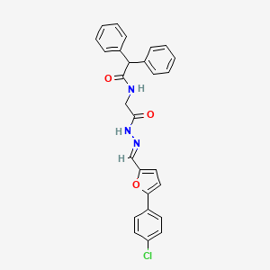 molecular formula C27H22ClN3O3 B11567621 N-({N'-[(E)-[5-(4-Chlorophenyl)furan-2-YL]methylidene]hydrazinecarbonyl}methyl)-2,2-diphenylacetamide 