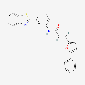 molecular formula C26H18N2O2S B11567635 (2E)-N-[3-(1,3-benzothiazol-2-yl)phenyl]-3-(5-phenylfuran-2-yl)prop-2-enamide 