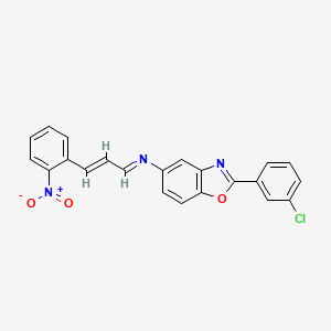 molecular formula C22H14ClN3O3 B11567678 2-(3-chlorophenyl)-N-[(1E,2E)-3-(2-nitrophenyl)prop-2-en-1-ylidene]-1,3-benzoxazol-5-amine 