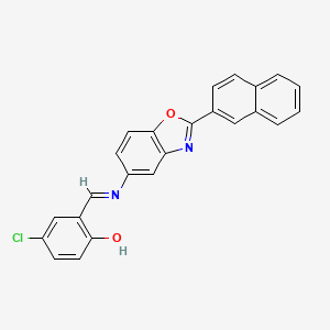 molecular formula C24H15ClN2O2 B11567698 4-chloro-2-[(E)-{[2-(naphthalen-2-yl)-1,3-benzoxazol-5-yl]imino}methyl]phenol 