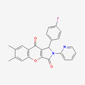 molecular formula C24H17FN2O3 B11567708 1-(4-Fluorophenyl)-6,7-dimethyl-2-(pyridin-2-yl)-1,2-dihydrochromeno[2,3-c]pyrrole-3,9-dione 