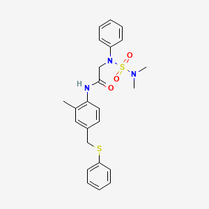 molecular formula C24H27N3O3S2 B11567719 2-[(Dimethylsulfamoyl)(phenyl)amino]-N-{2-methyl-4-[(phenylsulfanyl)methyl]phenyl}acetamide 