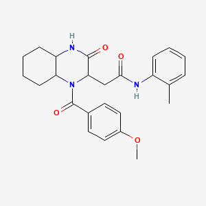 molecular formula C25H29N3O4 B11567727 2-{1-[(4-methoxyphenyl)carbonyl]-3-oxodecahydroquinoxalin-2-yl}-N-(2-methylphenyl)acetamide 