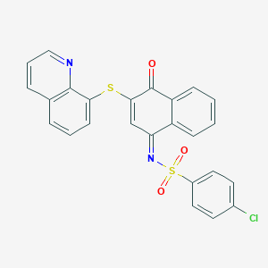 molecular formula C25H15ClN2O3S2 B11567728 4-chloro-N-[(1Z)-4-oxo-3-(quinolin-8-ylsulfanyl)naphthalen-1(4H)-ylidene]benzenesulfonamide 