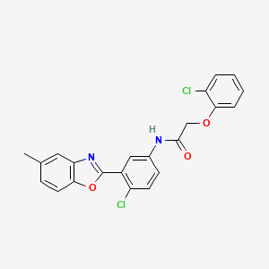 molecular formula C22H16Cl2N2O3 B11567743 N-[4-chloro-3-(5-methyl-1,3-benzoxazol-2-yl)phenyl]-2-(2-chlorophenoxy)acetamide 