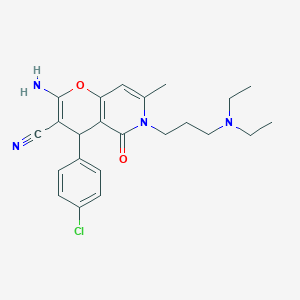 molecular formula C23H27ClN4O2 B11567755 2-amino-4-(4-chlorophenyl)-6-[3-(diethylamino)propyl]-7-methyl-5-oxo-5,6-dihydro-4H-pyrano[3,2-c]pyridine-3-carbonitrile 