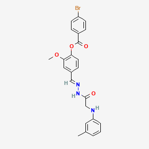 molecular formula C24H22BrN3O4 B11567763 2-Methoxy-4-[(E)-({2-[(3-methylphenyl)amino]acetamido}imino)methyl]phenyl 4-bromobenzoate 