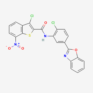 molecular formula C22H11Cl2N3O4S B11567775 N-[5-(1,3-benzoxazol-2-yl)-2-chlorophenyl]-3-chloro-7-nitro-1-benzothiophene-2-carboxamide 