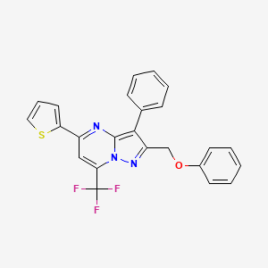 molecular formula C24H16F3N3OS B11567784 2-(Phenoxymethyl)-3-phenyl-5-(thiophen-2-yl)-7-(trifluoromethyl)pyrazolo[1,5-a]pyrimidine 