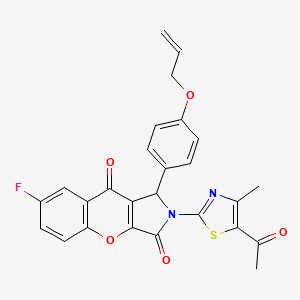 molecular formula C26H19FN2O5S B11567805 2-(5-Acetyl-4-methyl-1,3-thiazol-2-yl)-7-fluoro-1-[4-(prop-2-en-1-yloxy)phenyl]-1,2-dihydrochromeno[2,3-c]pyrrole-3,9-dione 