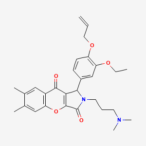 molecular formula C29H34N2O5 B11567807 2-[3-(Dimethylamino)propyl]-1-[3-ethoxy-4-(prop-2-en-1-yloxy)phenyl]-6,7-dimethyl-1,2-dihydrochromeno[2,3-c]pyrrole-3,9-dione 