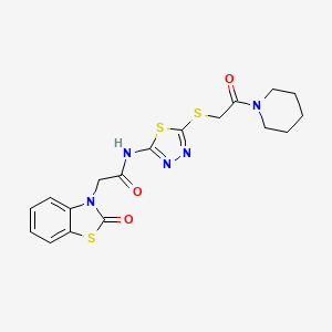 2-(2-oxo-1,3-benzothiazol-3(2H)-yl)-N-(5-{[2-oxo-2-(piperidin-1-yl)ethyl]sulfanyl}-1,3,4-thiadiazol-2-yl)acetamide